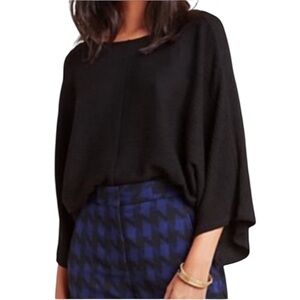 Anthropologie Maeve Claire Black Textured Knit Pullover Crop Top - M